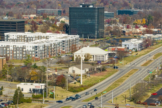 Aerial view of the commercial part of Hurstbourne neighborhood.