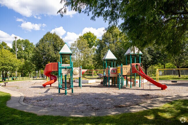 A wide playground greets visitors to Meachem Park in Central Battle Creek.