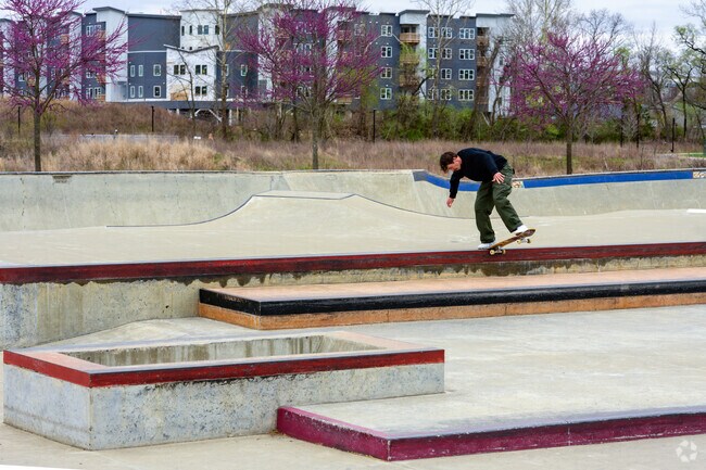 While in Switchyard Park, take a moment to enjoy local skateboarders near McDoel Gardens.