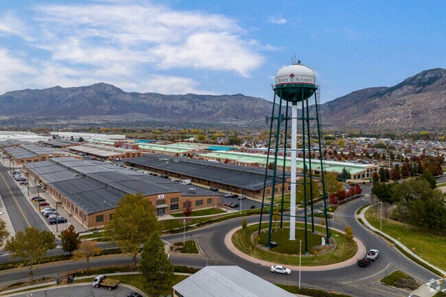 This aerial view shows Business Depot that has a number of business offices.