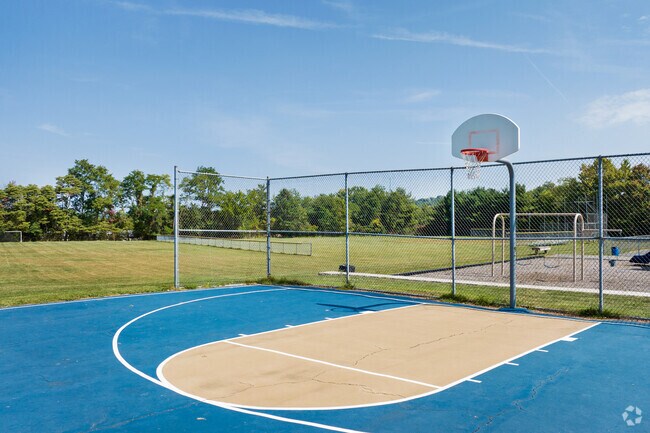 The basketball courts at Lawrence Park offer a lively space for pickup games and community bonding.