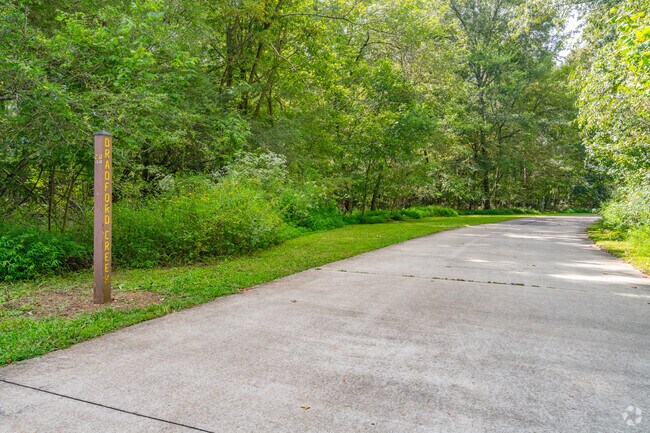 The Bradford Creek Greenway runs along Bradford Creek in Burgreen Gin.