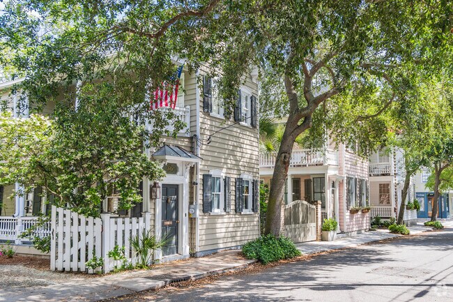 Find colorful Charleston style homes with tree shaded streets in Cannonborough-Elliotborough.