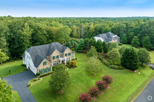 Mature trees provide privacy for large homes in rural Independent Hill.