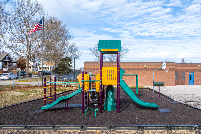 Gladstone Elementary has a playset that kids enjoy during recess.