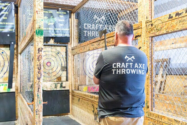 Enjoy a night of fun with friends at Craft Axe Throwing just north of Columbus Park.