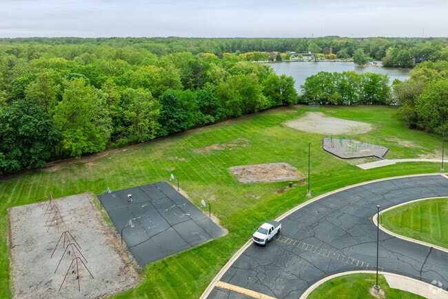 Herrick Park Intermediate Learning Center has a large play area behind the school for recess.