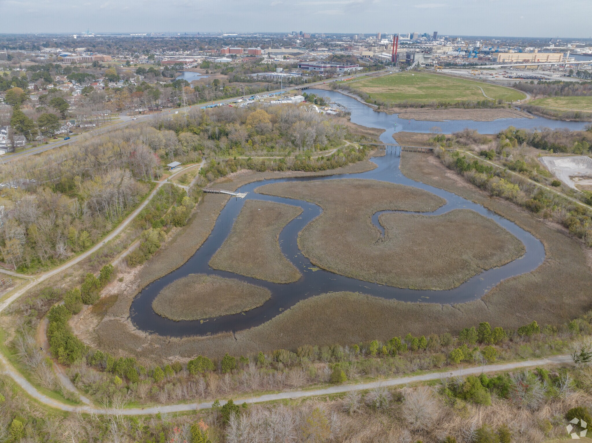 Aerial view of entire Paradise Creek Park