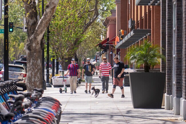 A group walking around the Alameda in the Shasta Hanchette Park neighborhood.