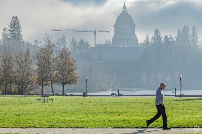 The picturesque downtown Olympia Heritage Park is the place to get your walk in.