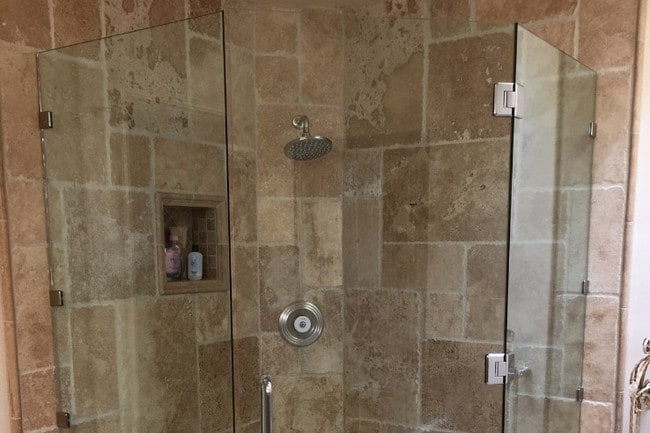 tumbled marble shower