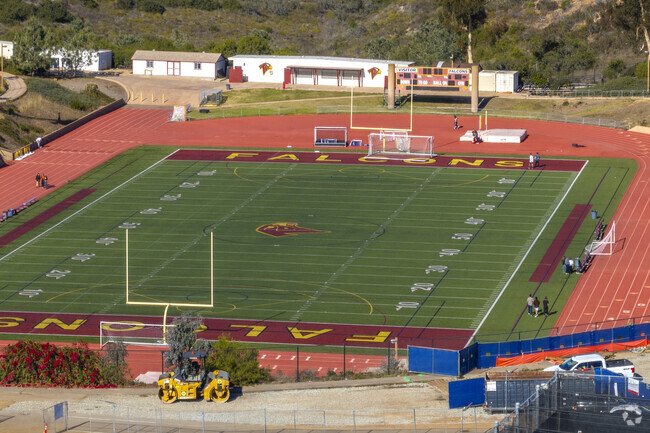 The Torrey Pines High School sports fields in Carmel Valley, San Diego, CA.