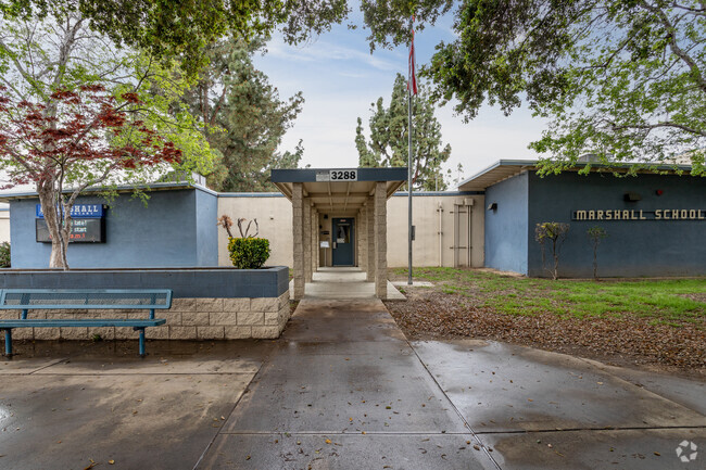 Marshall Elementary School front entrance in Bernardino, CA.
