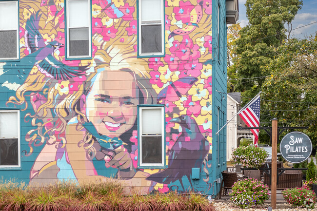 A mural decorates Saw Pilates Personal Fitness Studio in Loveland.