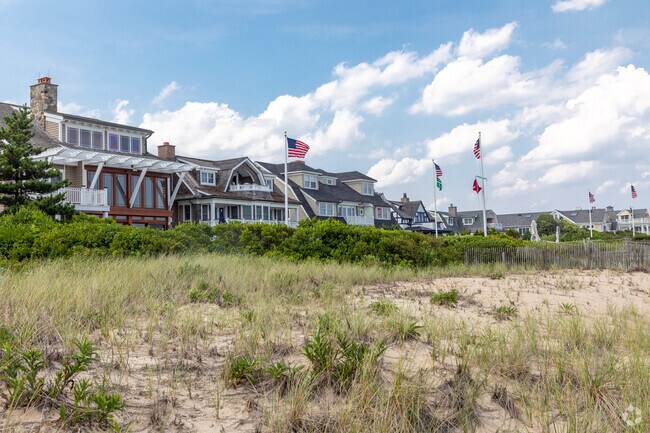 Beach homes located right on the Atlantic Ocean are visible from the boardwalk in Sea Girt.