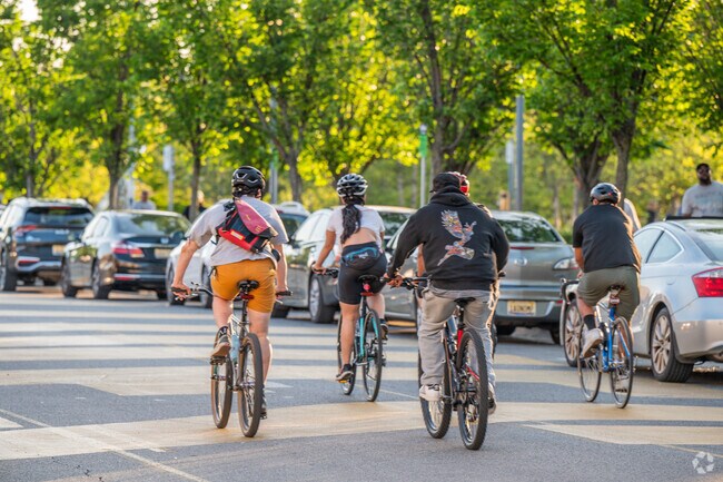 Locals can ride their bikes in the Parkside neighborhood.