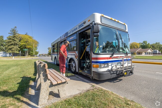 Baker Woods has easy public transit options via buses on South Airport Road.