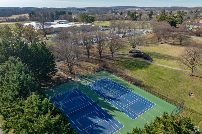 The tennis courts and open recreational area at Lisbon Elementary School.