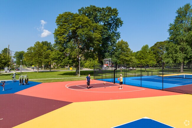 Mexicantown's Clark Park has new colorful basketball courts to practice your game.
