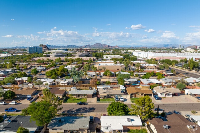 Aerial shot of neighborhood