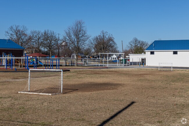 Frank Tillery Elementary School has large areas outside for play and exercise.