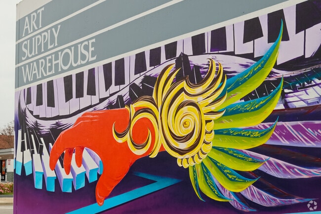 Art Supply Warehouse mural reflects Midway City's creative community.