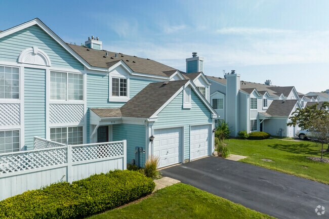 Rows of duplex-style homes line the residential streets of Fox Valley.