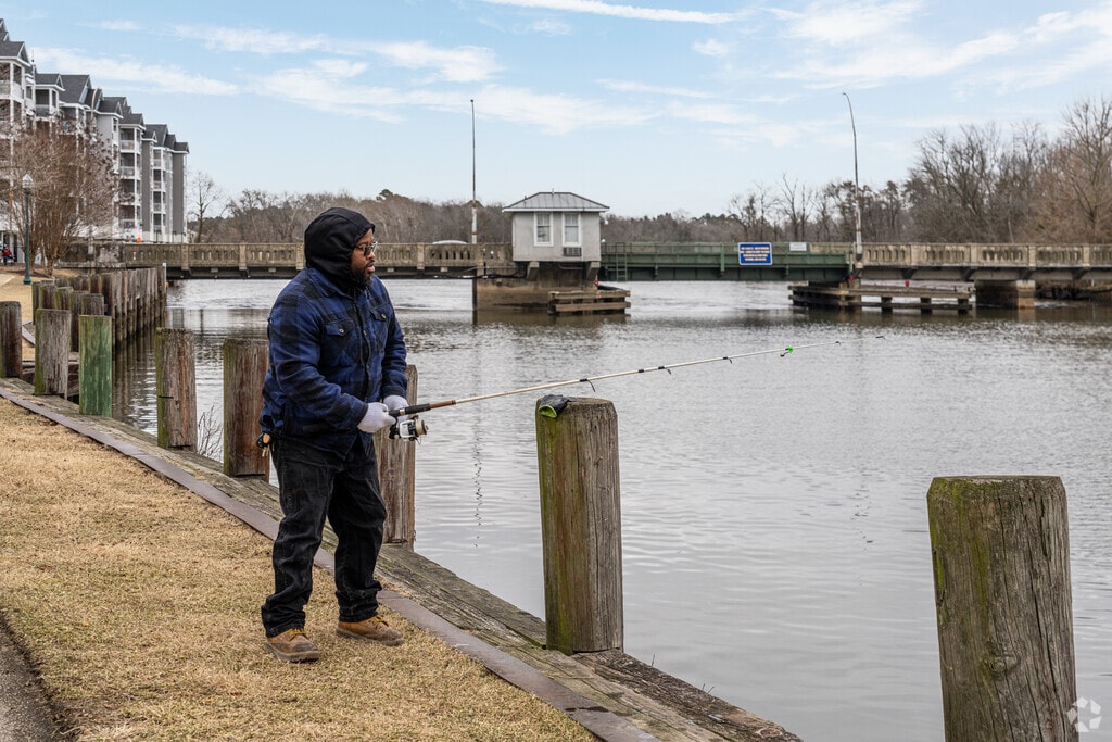 Seaford Riverwalk Park offers fishing along the Nanticoke River near Rhodesdale.