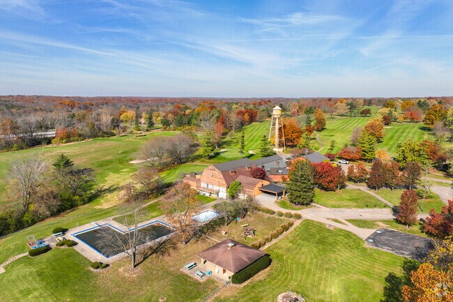Aerial view over the Browns Run Golf Course in Madison neighborhood.