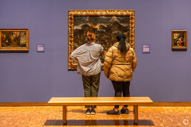 Students contemplate a Francken Dynasty painting at the Haggerty Museum in Avenues West.