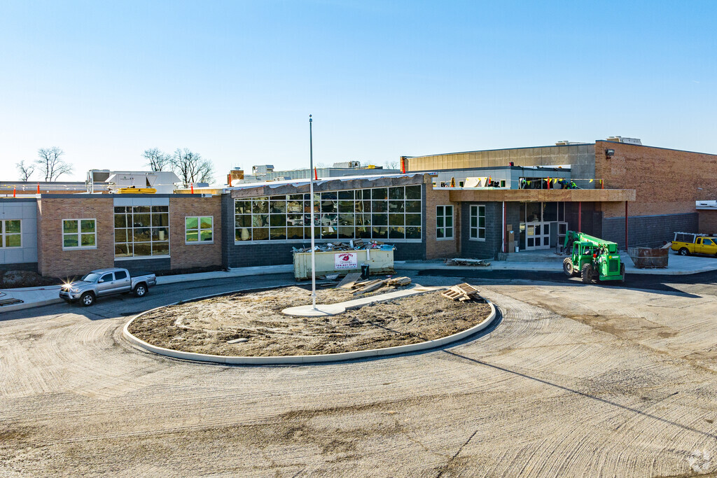 The entrance to Gateway Middle School includes a paved loop for traffic management.