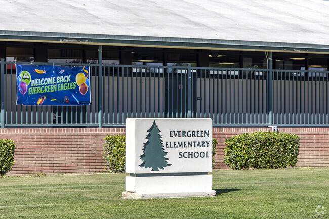 The monument of the Evergreen Elementary School in Bakersfield.