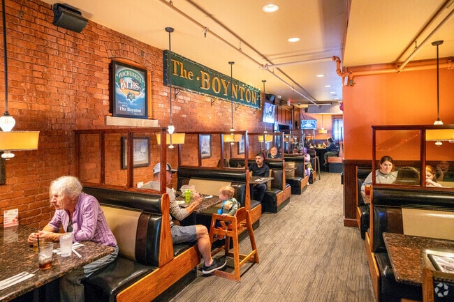 The Boynton in Institution Park is a popular restaurant and bar with a lively atmosphere.
