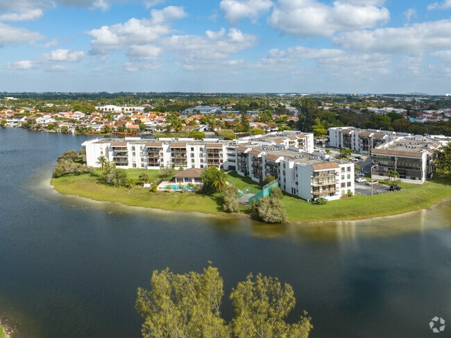 Lakefront condominium complexes offer scenic views.
