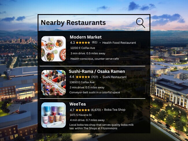 Enjoy the plethora of great food options nearby!