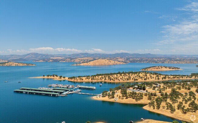New Melones Lake is surrounded by mountains near Jamestown, Ca.