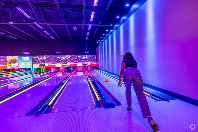 Bowling enthusiasts from Wakefield appreciate the dynamic setting of Main Event Tucson, featuring immersive lighting and sound systems.