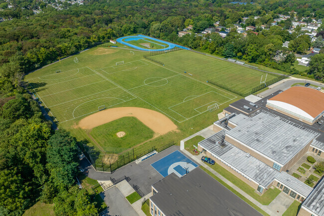 An aerial view of the facilities at Robert Moses Middle School in North Babylon.