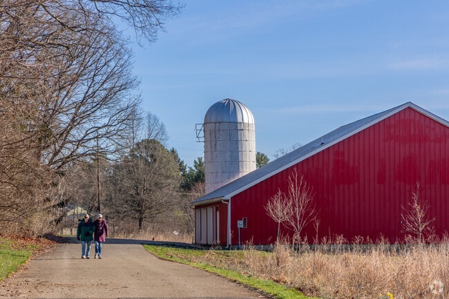 Rogers Family Park is a spacious walking path between north and south ends of Sycamore Knolls.