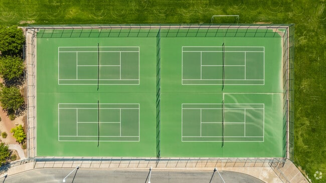 Overview of the tennis courts at Mannion Middle School.