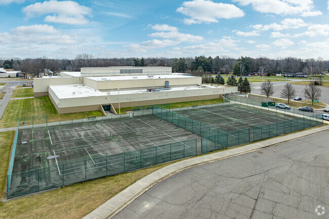 Tennis courts at Romulus Middle School.