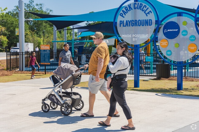 Park Circle Playground in North Charleston has great sidewalks and walkways for family strolls.