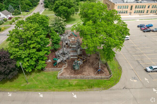 Newfield Elementary features a unique playground for students.