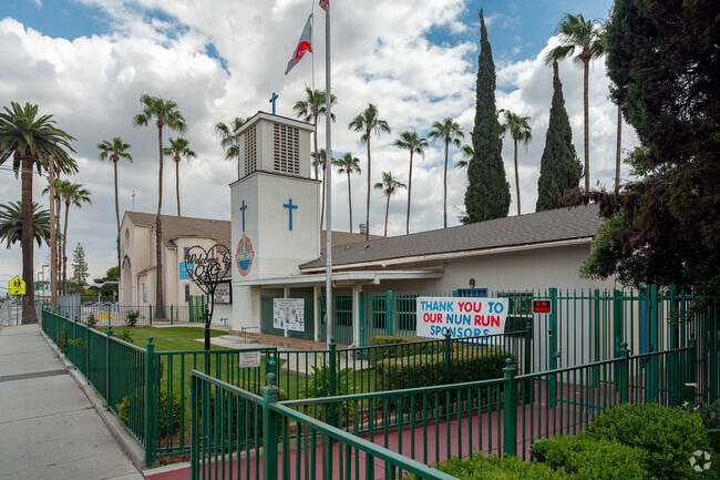 The flag flies hight at Our Lady Of Guadalupe.