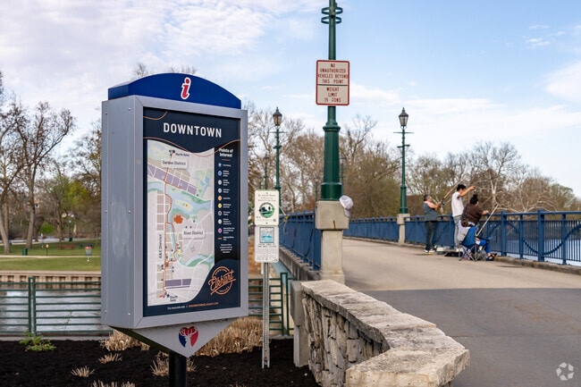 The RiverWalk Culture trail runs through Elkhart's Island Park.