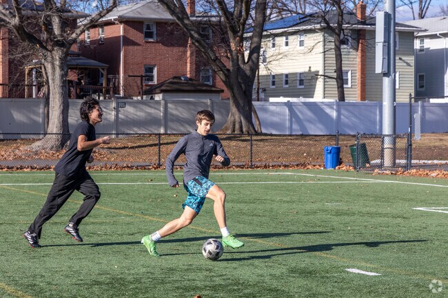 The soccer field in John Russell Wheeler Park offers a place for fun matches year-round.