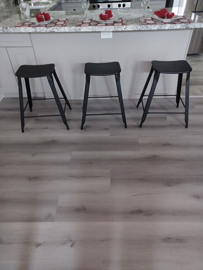 Close up of the breakfst bar, could easily seat five or six.