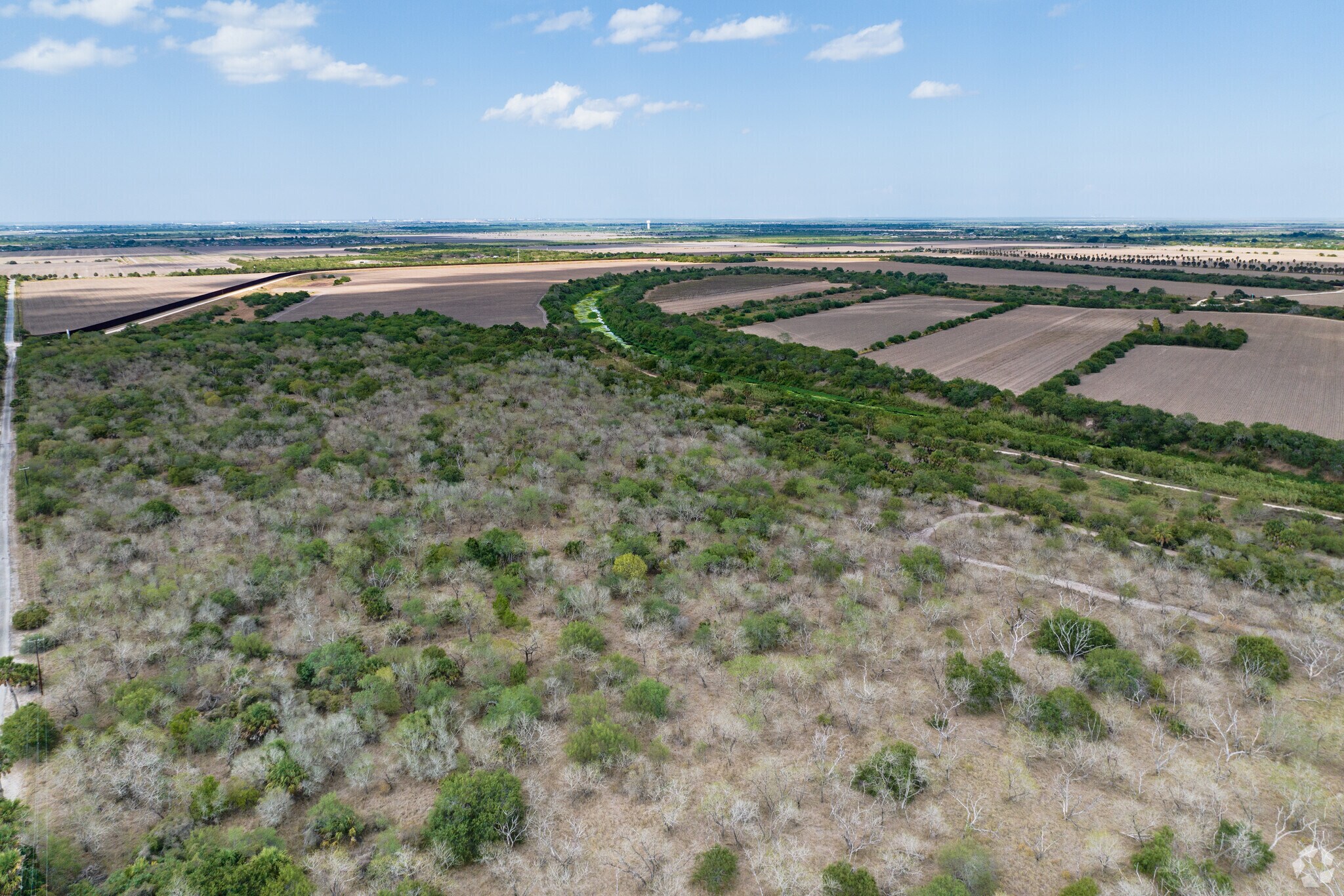 The Rio Grande River serves as the border between the United States and Mexico.