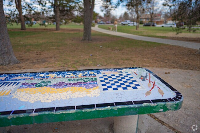 In Athmar Park, Denver, CO you can get in a game of chess at the Mosaic tables.