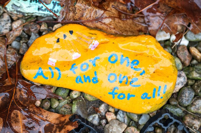 Look for inspiration in the rock garden at Plymouth River Elementary School in Hingham.